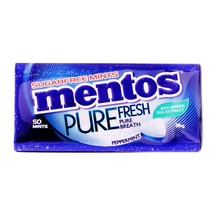 Mentos pure fresh candy tin 35 gr pepermint with green tea extract