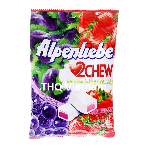 Alpenliebe 2 Chew Soft Fruit Candy Strawberry & Grapes 87.5gr