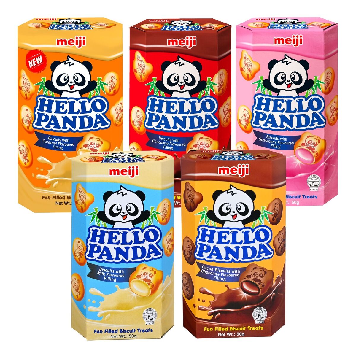 Meiji Hello Panda Biscuit with Creamy Chocolate Flavour Filling Snack 50g