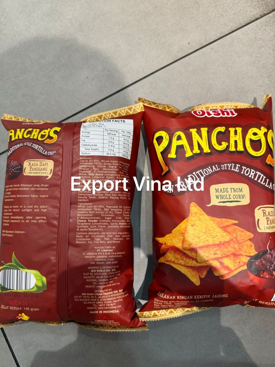 Oishi Panchos Snack Rasa Sapi Panggang Beef BBQ Flavor  145gr 