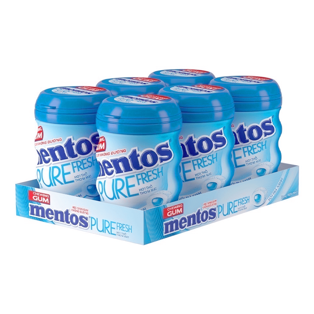 Mentos Chewing Gum Jar 61.25g Sugar Free Pure Fresh Mint 