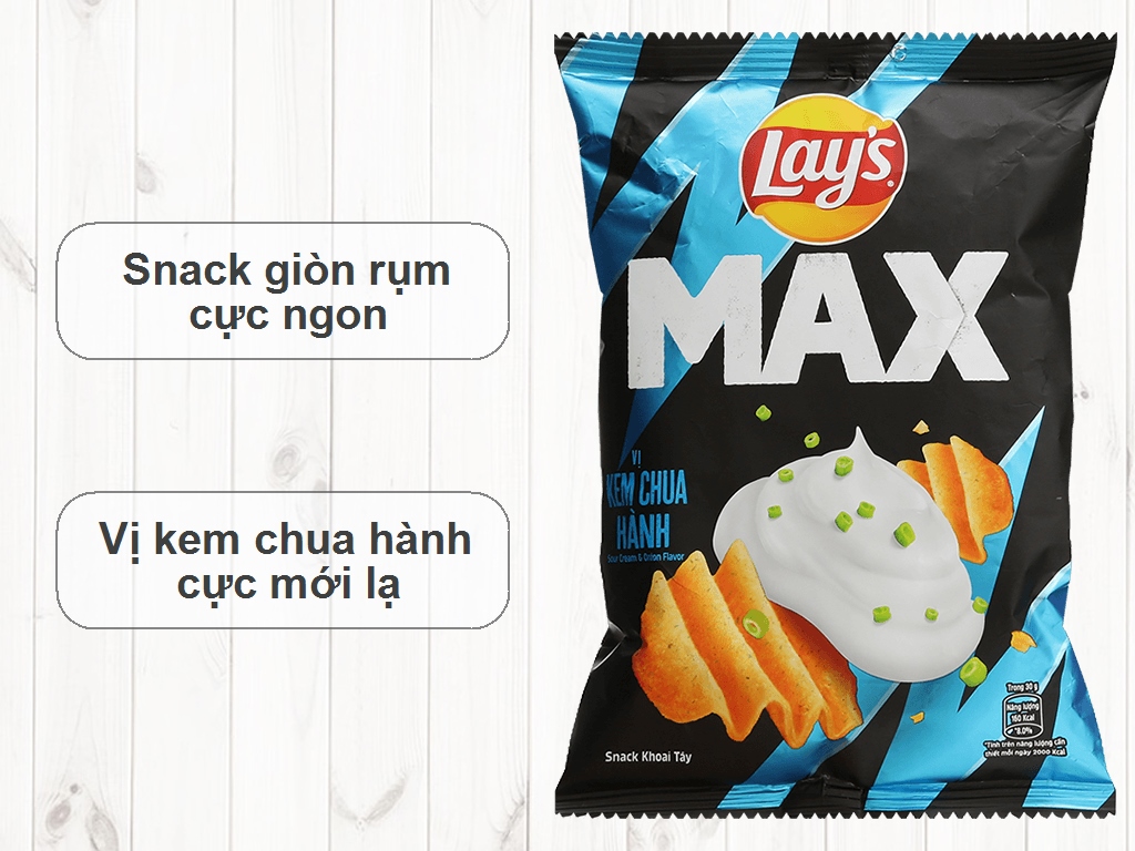 Lay'S MAX Potato Chips Snack Sour Cream and Onion 75gr